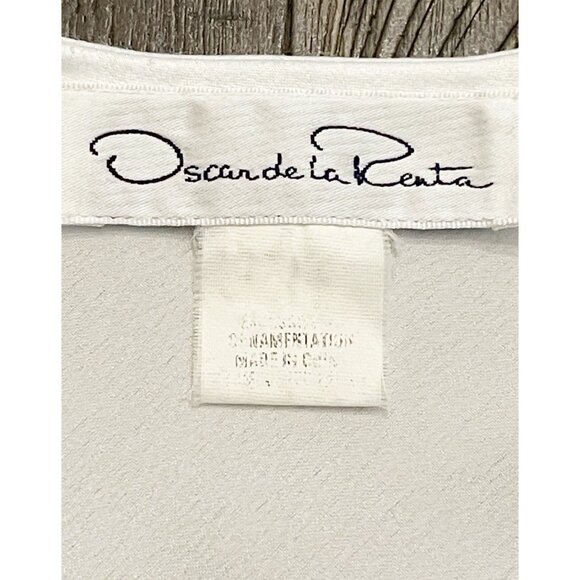 Oscar de la Renta Vintage Ivory Satin Nightgown Lace Bow Pearl SZ Small *READ* - Picture 4 of 12